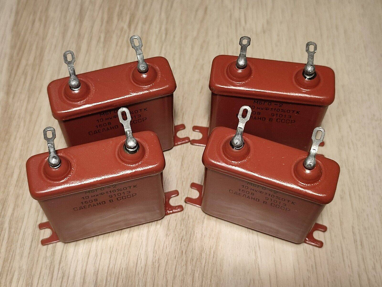 Lot of 4 pcs ( Same Batch) MBGO-2 10uF 160V Russian PIO Capacitors New