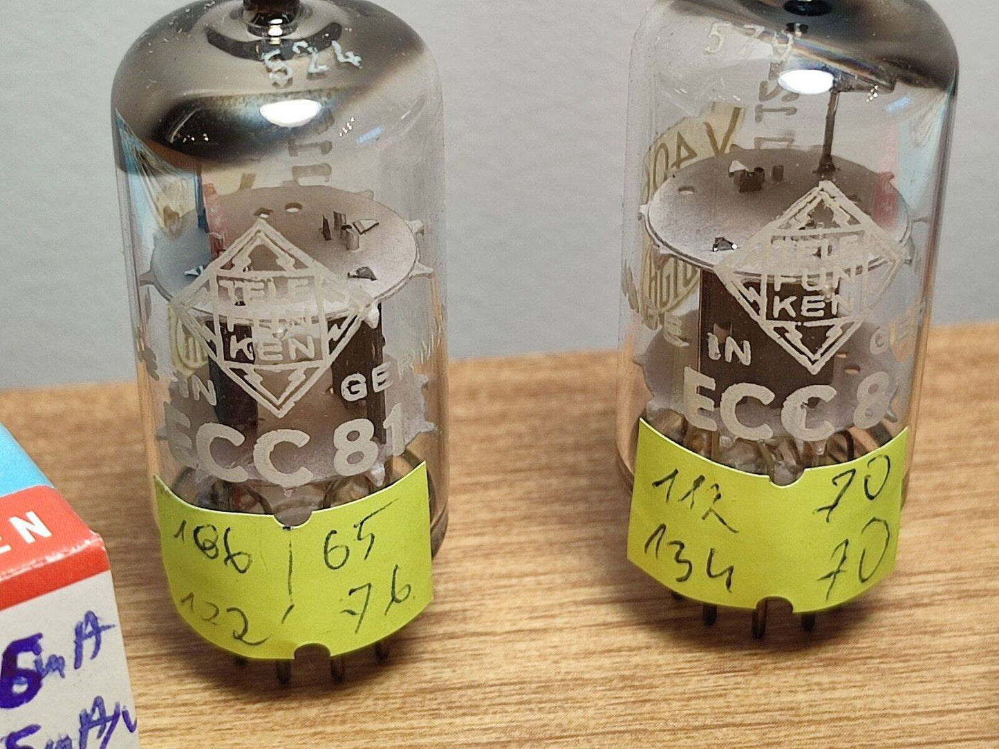 Pair ECC81 TELEFUNKEN ( 12AT7 6201 E81CC ) 30° Degree O-Getter NOS / NEW tubes