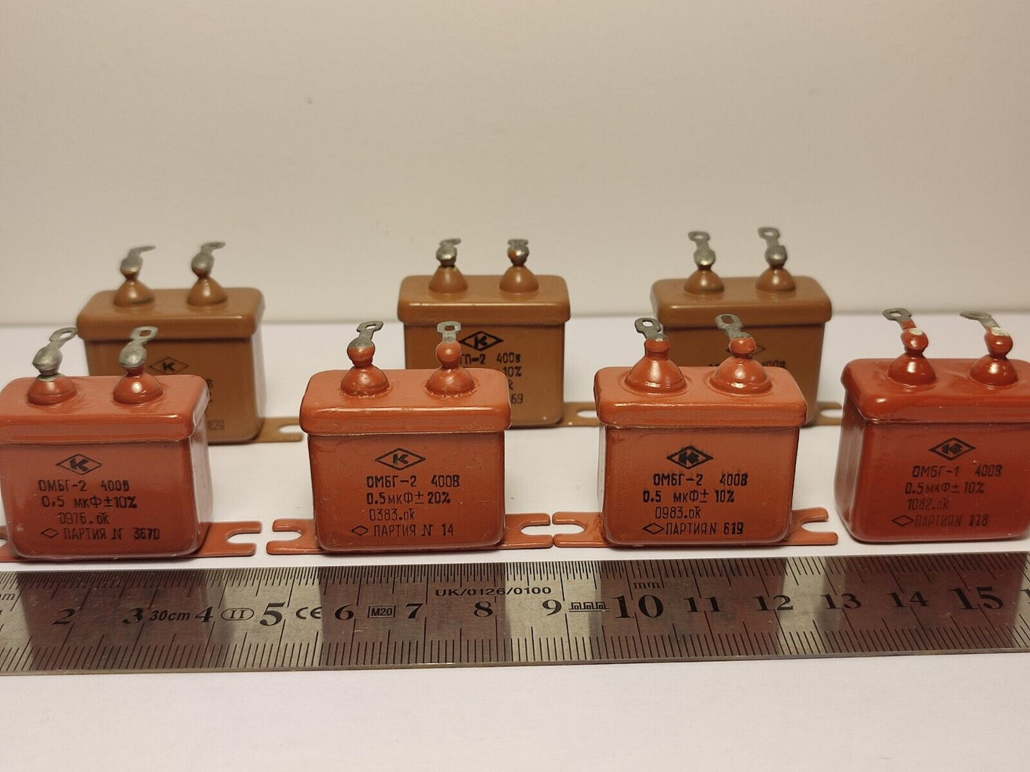 7x 0.5 uF 10% 400 V LOT OF 1 RUSSIAN PAPER IN OIL PIO AUDIO CAPACITOR OMBG-2