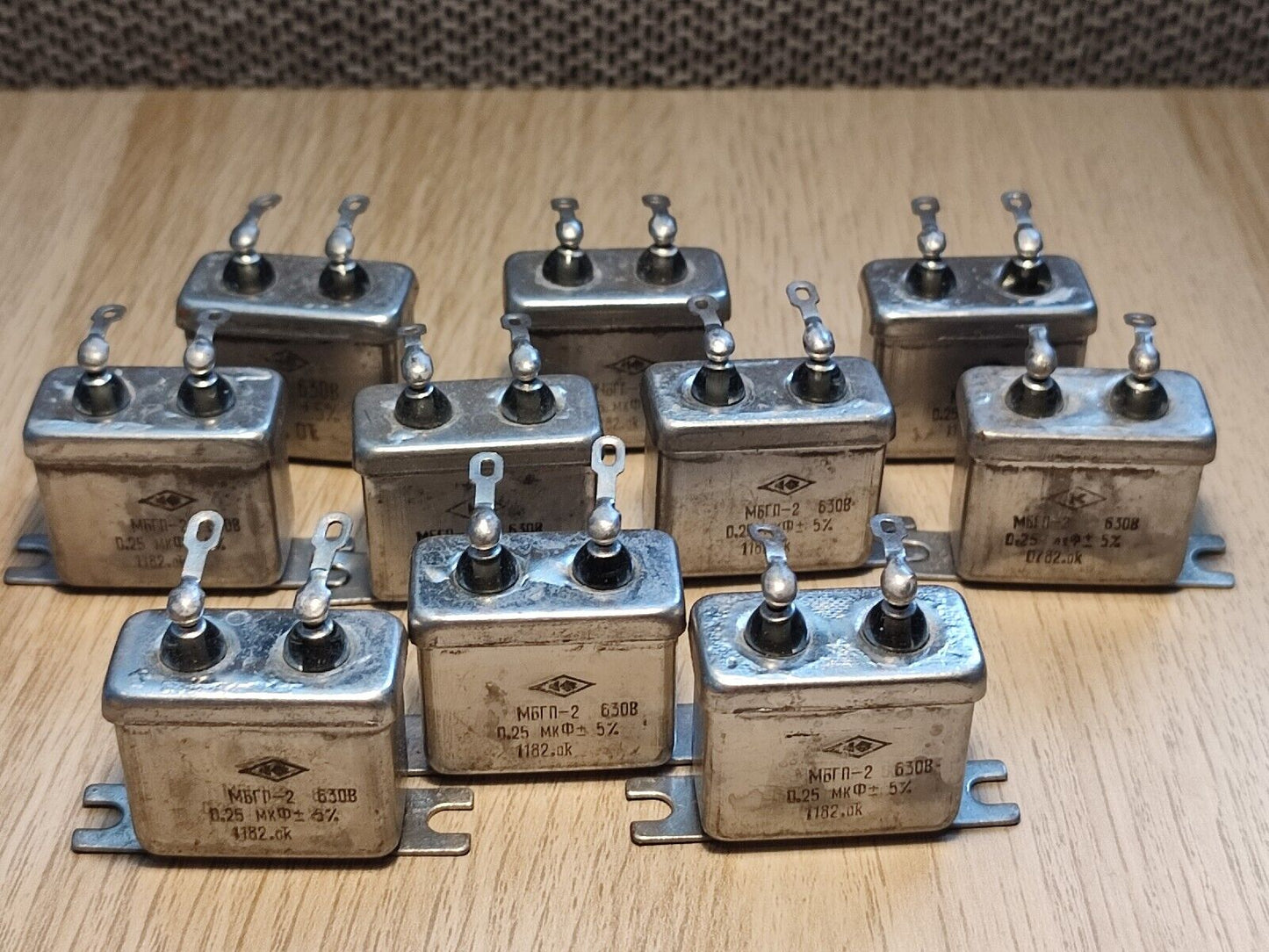 10Pcs Lot of 0.25uF 630 V  5% RUSSIAN PAPER IN OIL AUDIO CAPACITOR MBGP-2 МБГП–2