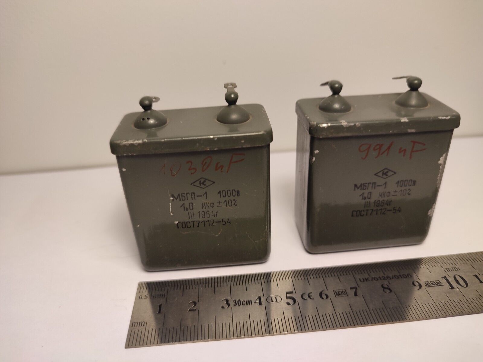 2 Pcs. Lot 1uF 1 mFD 1µF 1000V 1kV PiO (Paper In Oil) Russian Capacitors MBGP