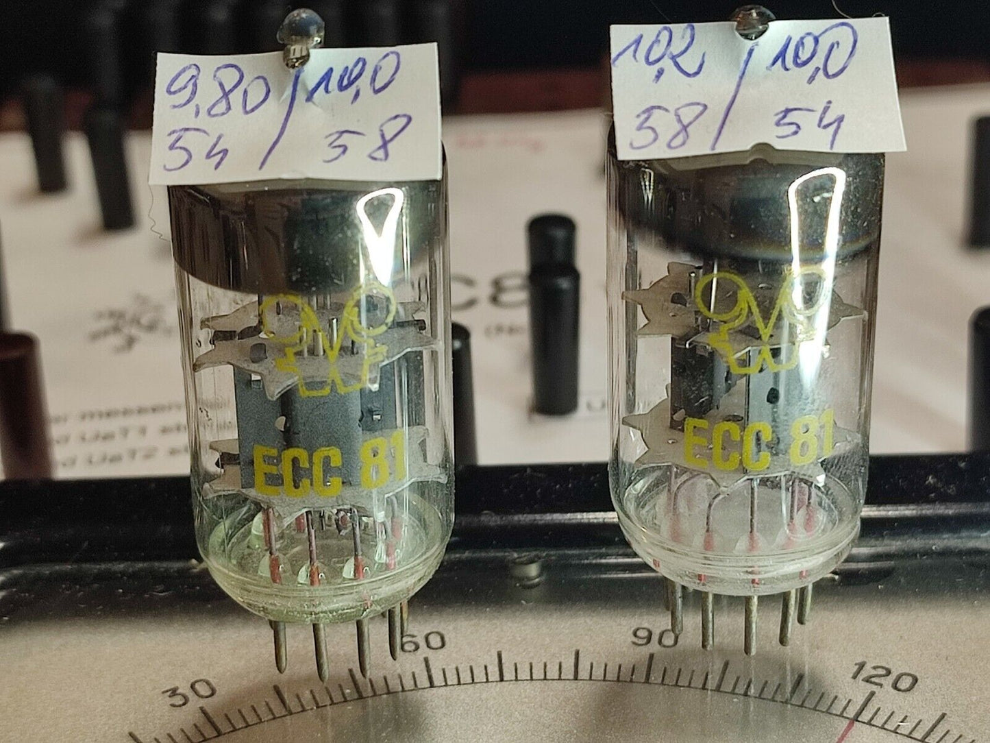 2 Pcs ECC81 RFT DOUBLE TRIODE VHF TESTED NOS TUBE = 12AT7 B152 CC81E CV455