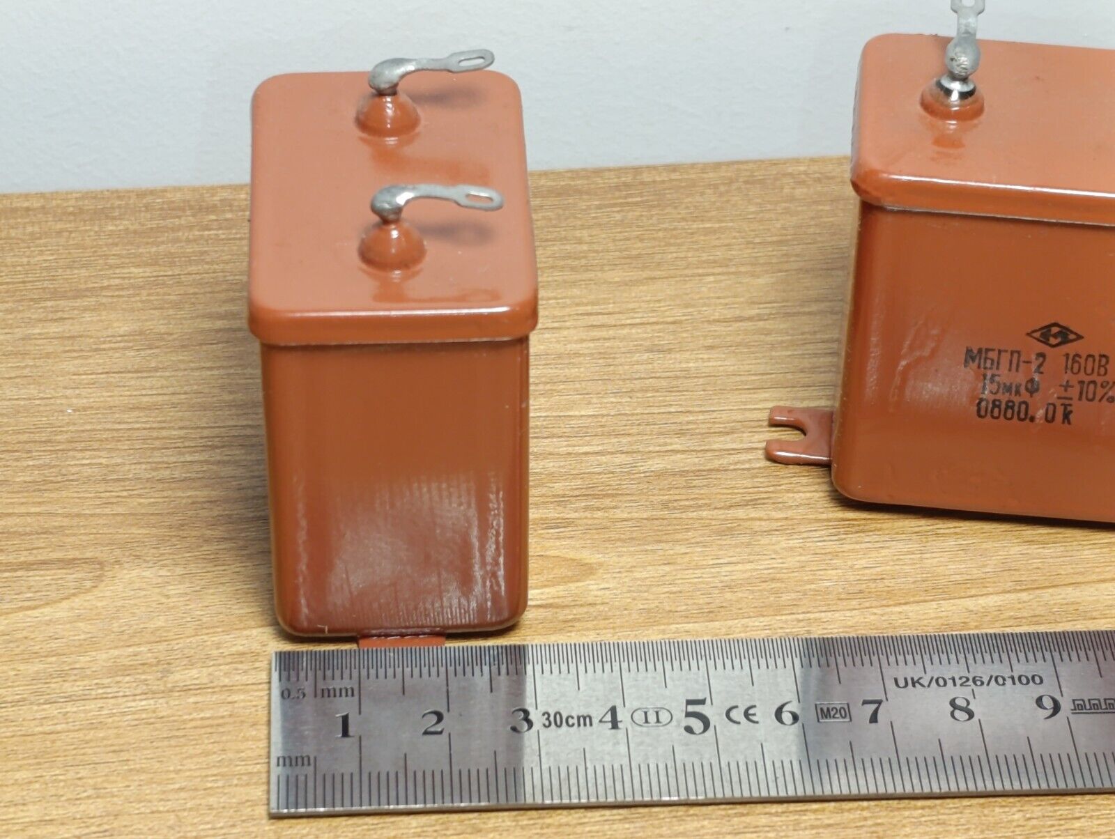 15 uF 160 V  PAIR RUSSIAN PAPER IN OIL PIO AUDIO CAPACITORS MBGP-2 МБГП-2 NEW