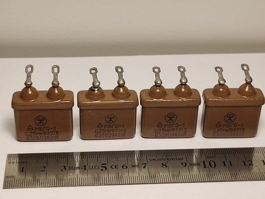 0.25uF 630V LOT OF 4 RUSSIAN PAPER PIO AUDIO CAPACITORS MBGO MBGO-1 МБГО-1