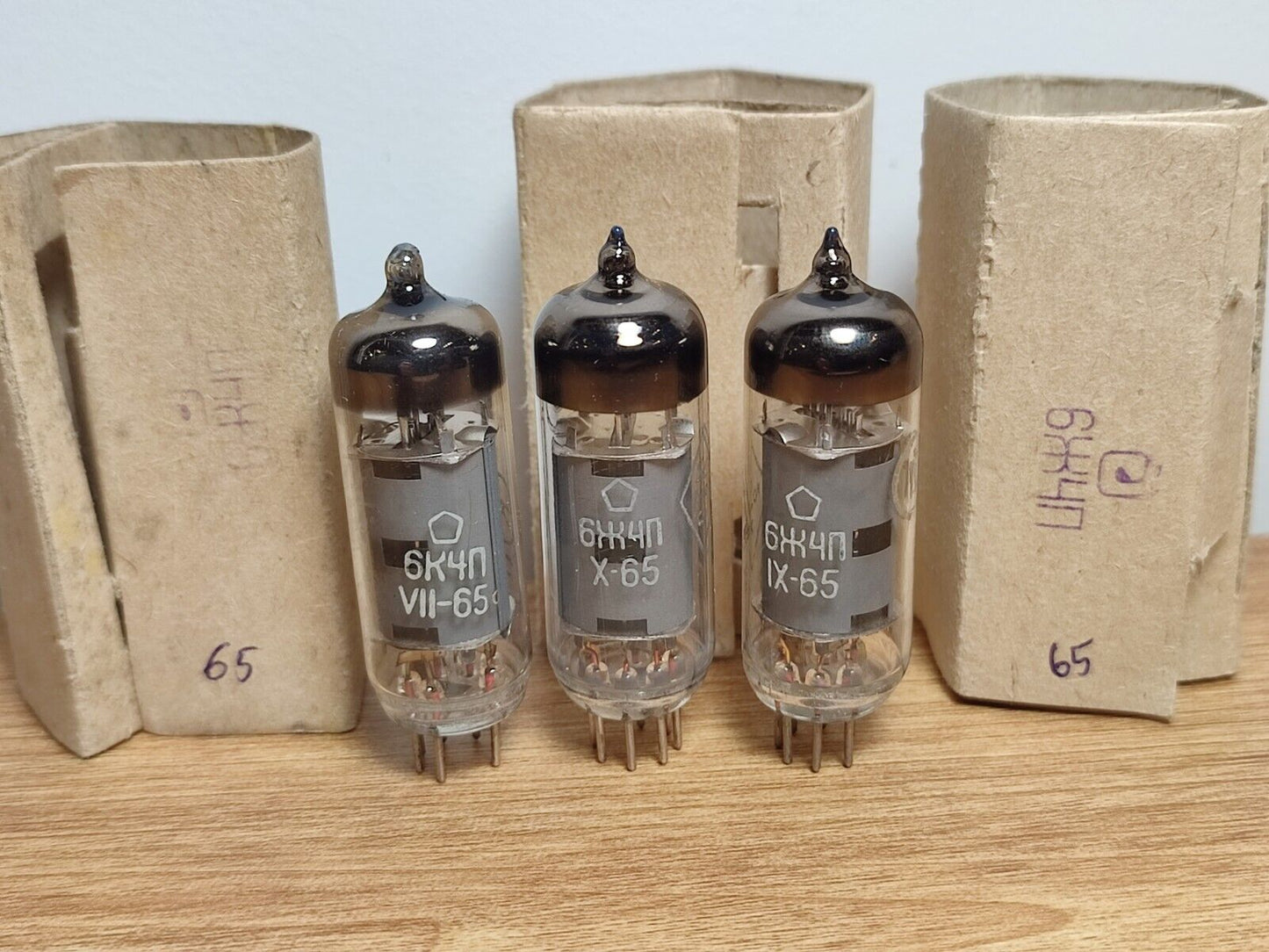 QTY-3  1965 6J4P / EF94 / 6AU6 RUSSIAN HF PENTODE TUBE RHOMBUS/OTK/GOLD GRID NEW