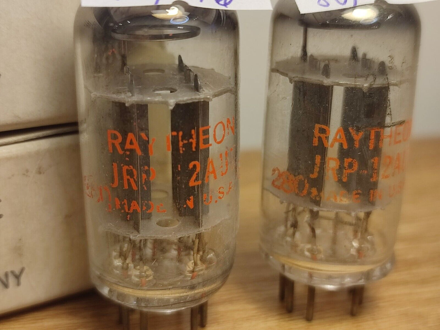 2 X JAN 12AU7/ Ecc82 RAYTHEON TUBES 1962s PROD Date CV491 (Pair ) Org Boxes