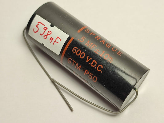 NOS Sprague Black Beauty Capacitor 0.5MFD .5uf 10% 600v 6TM-P50