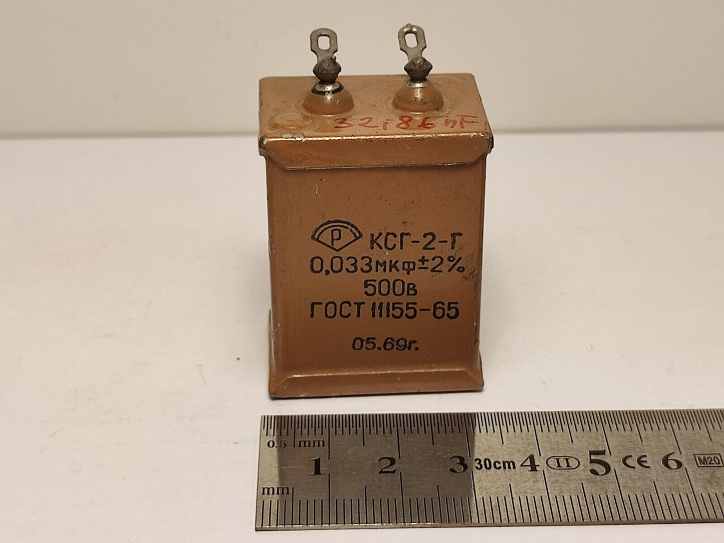 1x 0.033 uF 500 V RUSSIAN SILVER-MICA AUDIO CAPACITOR KSG-2G КСГ-2Г