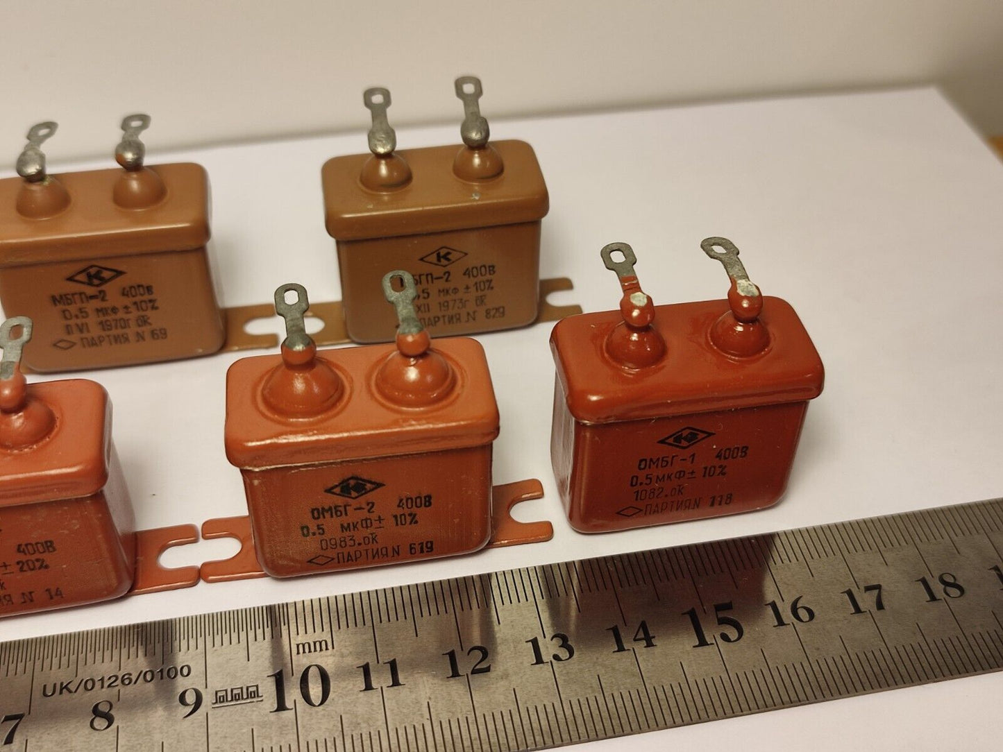 7x 0.5 uF 10% 400 V LOT OF 1 RUSSIAN PAPER IN OIL PIO AUDIO CAPACITOR OMBG-2