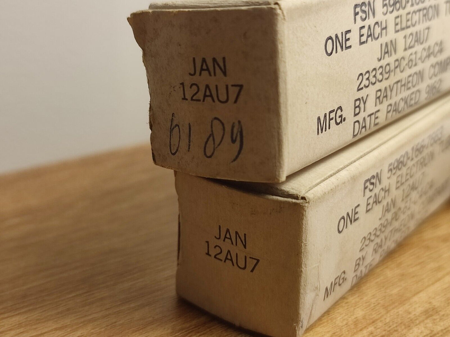 2 X JAN 12AU7/ Ecc82 RAYTHEON TUBES 1962s PROD Date CV491 (Pair ) Org Boxes