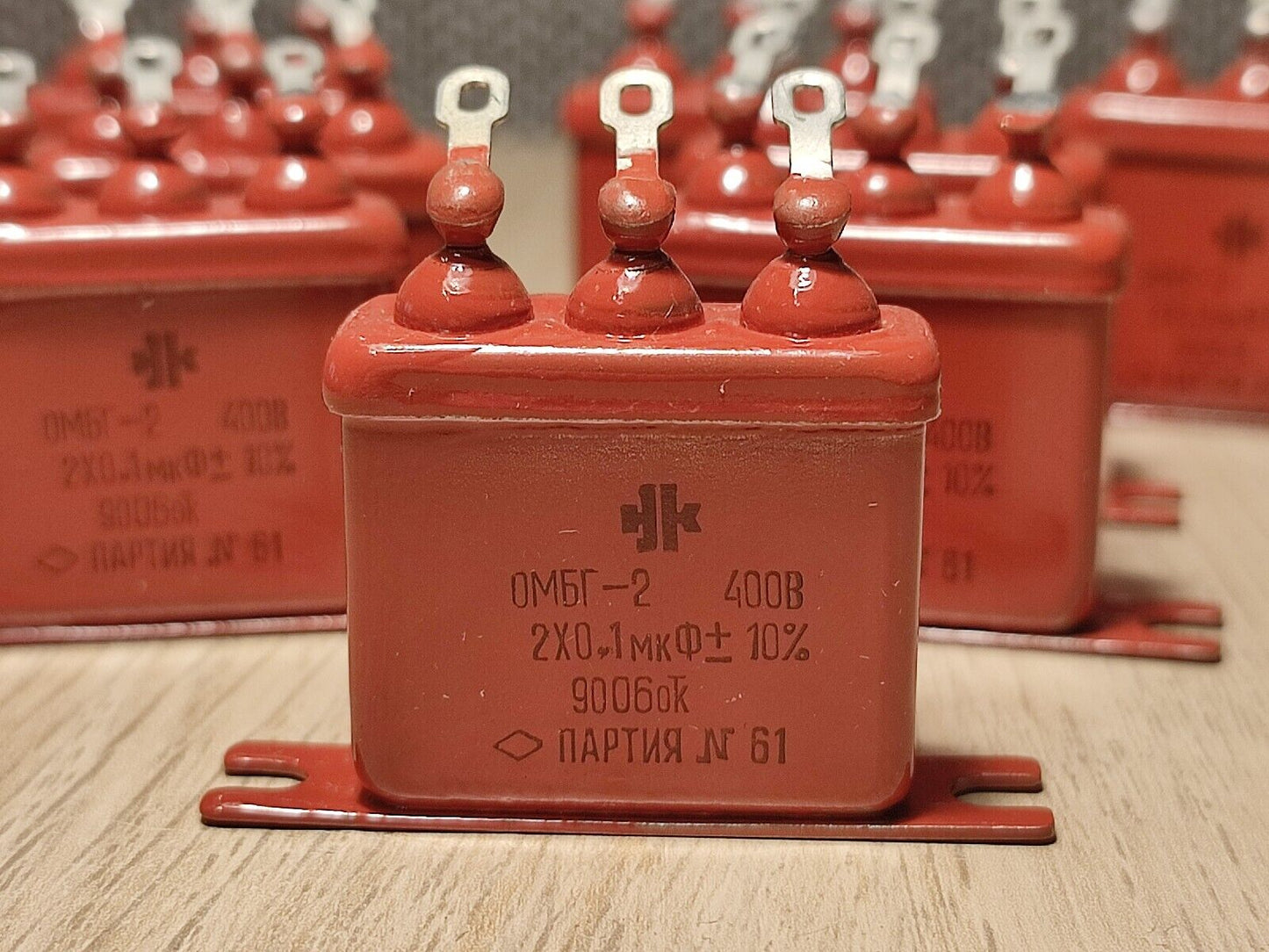 8Pcs Lot OMBG-2 ОМБГ-2 400V 2x 0.1uF 10% Capacitor PIO Ussr Soviet Military NOS