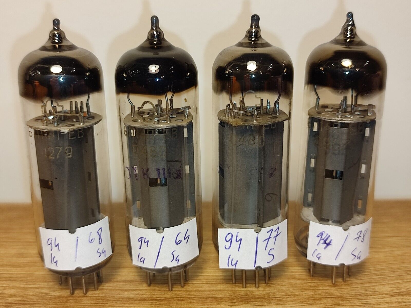 6P14P-EV = EL84 6BQ5 Tubes NNOS Matched Quad Soviet Valves Different dates