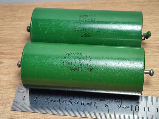 2 pcs Lot of 1,5 uF 500V 10% K75-10 PIO Paper in Oil Audio Capacitors USSR