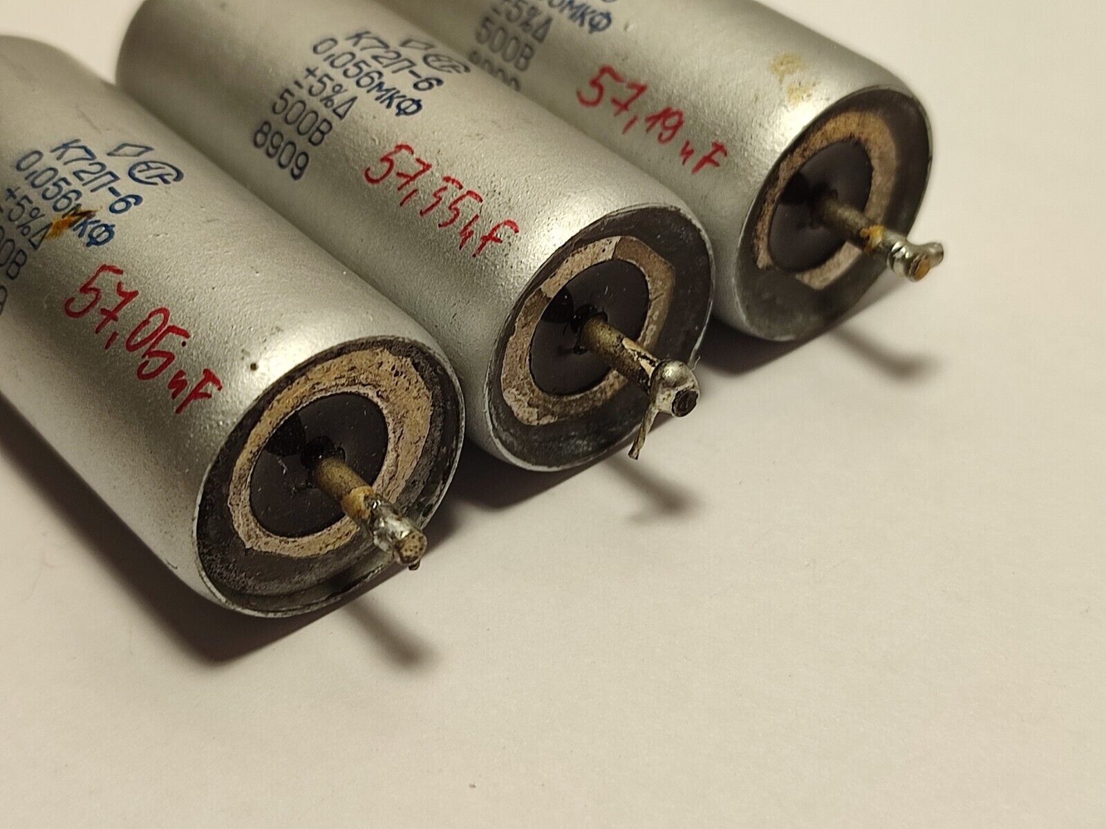 3X USED Russian K72P-6 teflon capacitor 0.056uF 500V +/-5%, tested