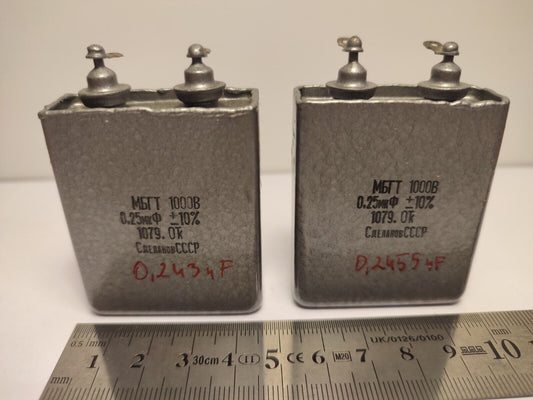 2 Pcs. Lot 0.25 uF 1000 V RUSSIAN PAPER IN OIL PIO AUDIO CAPACITORS MBGT