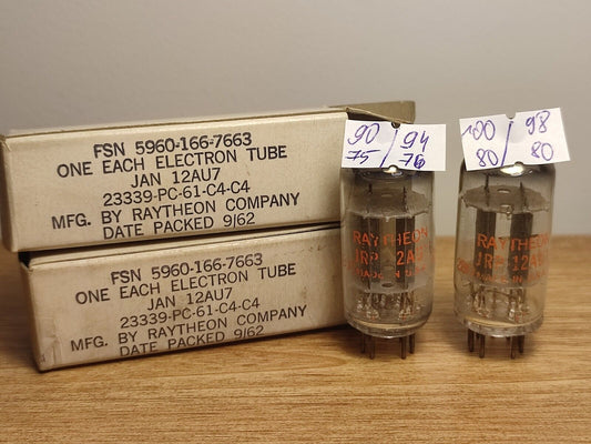 2 X JAN 12AU7/ Ecc82 RAYTHEON TUBES 1962s PROD Date CV491 (Pair ) Org Boxes