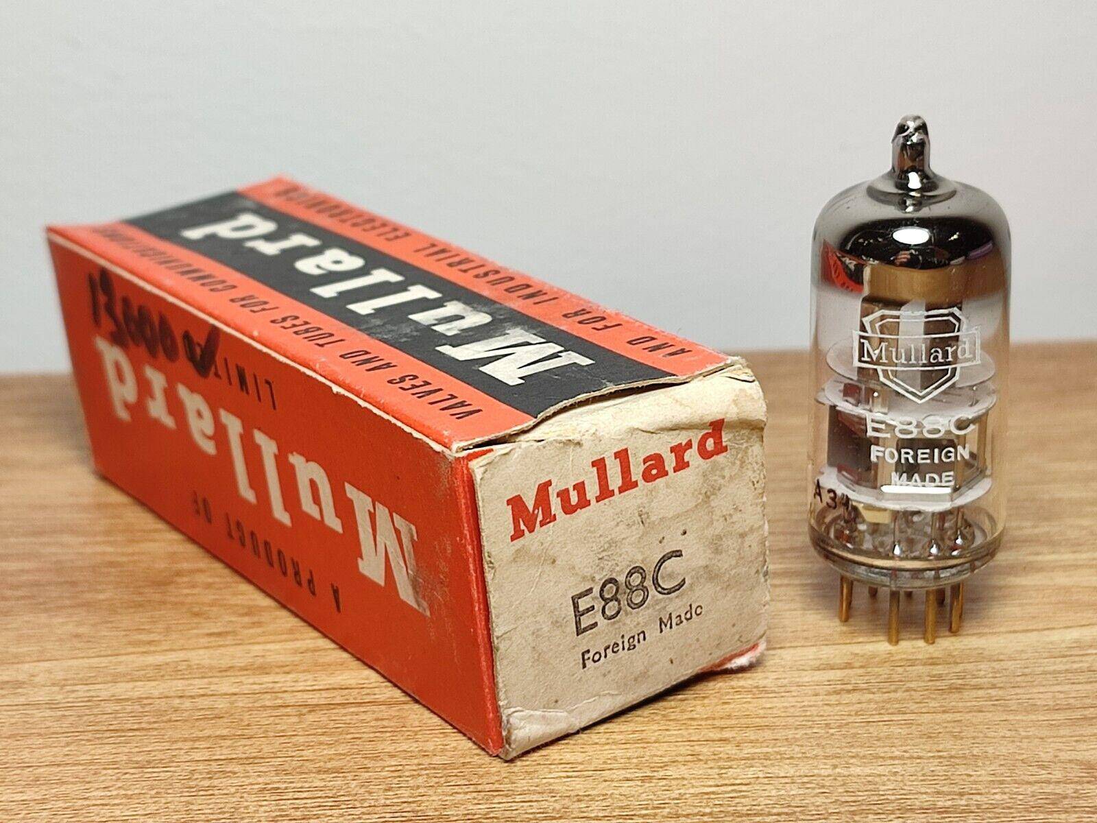 E88C Mullard Printed Foeign Made Red Box New Old Stock Valve Tube 1pc - Vintage Radio Parts Store