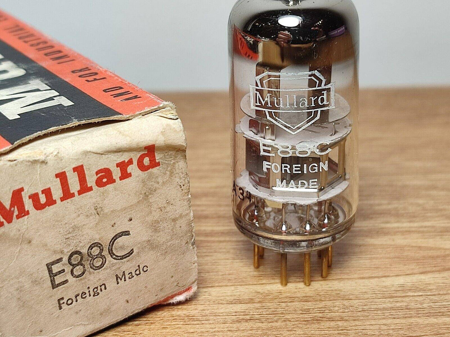 E88C Mullard Printed Foeign Made Red Box New Old Stock Valve Tube 1pc - Vintage Radio Parts Store