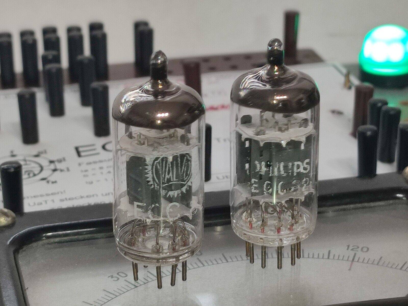 2 USED ECC82 VALVO Philips Holland hard disc getter  12AU7 tubes - Vintage Radio Parts Store