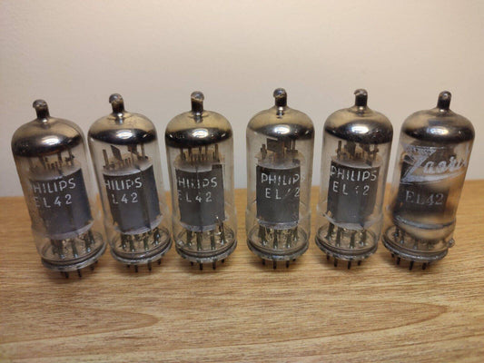 USED EL42 tubes  PHILIPS & ZAERIX 6 PCS LOT - Vintage Radio Parts Store