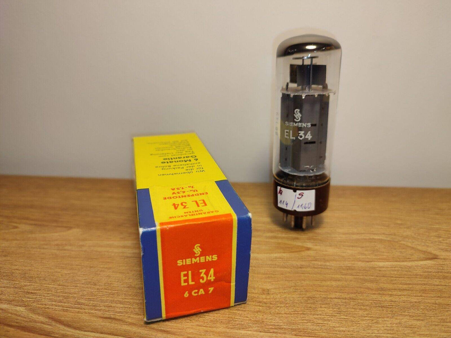 1x Siemens EL34 / 6CA7 BROWN BASE, Audio Amplifier Tube, O-Getter NOS - Vintage Radio Parts Store