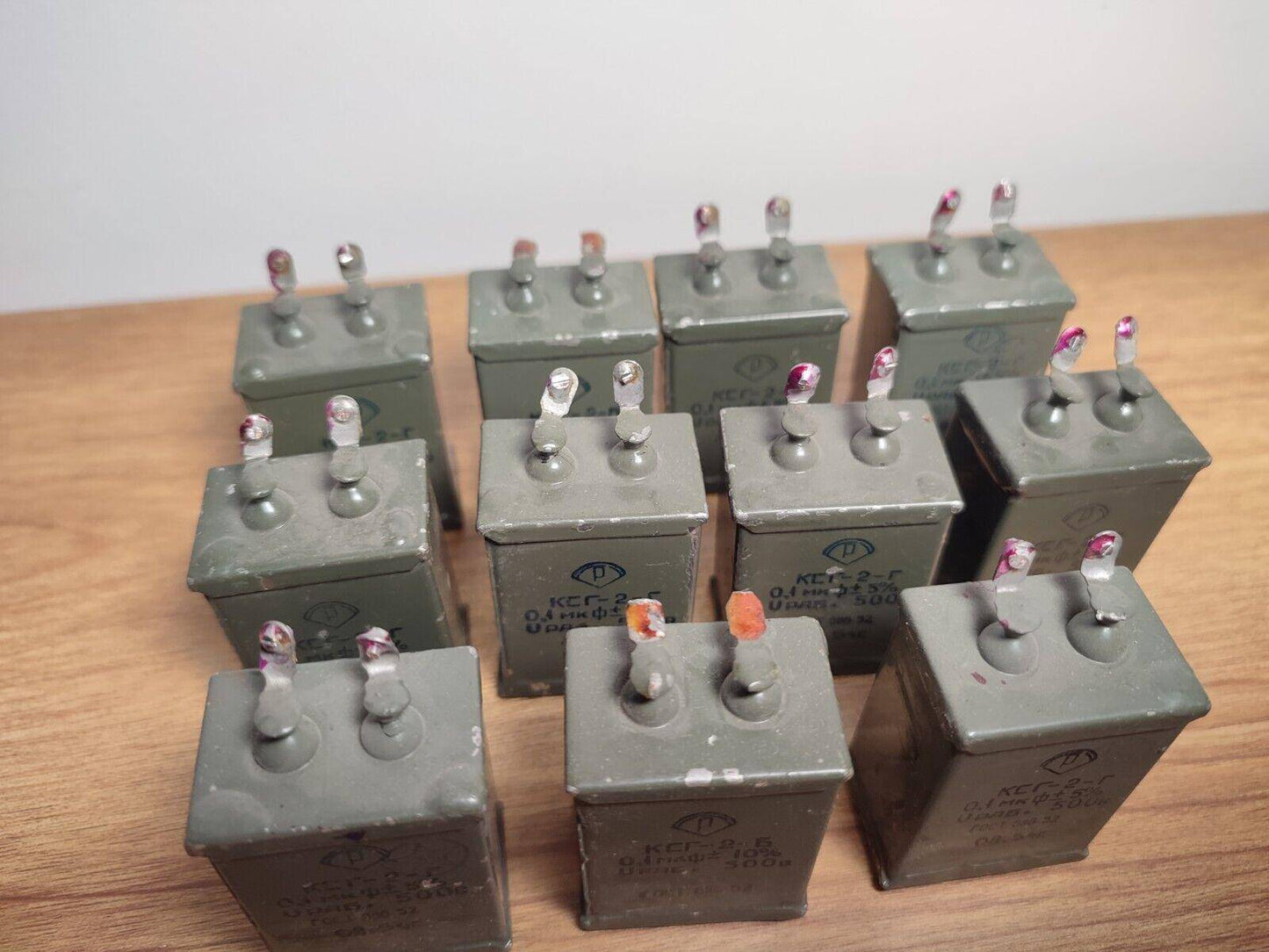 11x 0.1 uF 500 V RUSSIAN SILVER-MICA AUDIO CAPACITOR KSG-2 КСГ-2 USED - Vintage Radio Parts Store