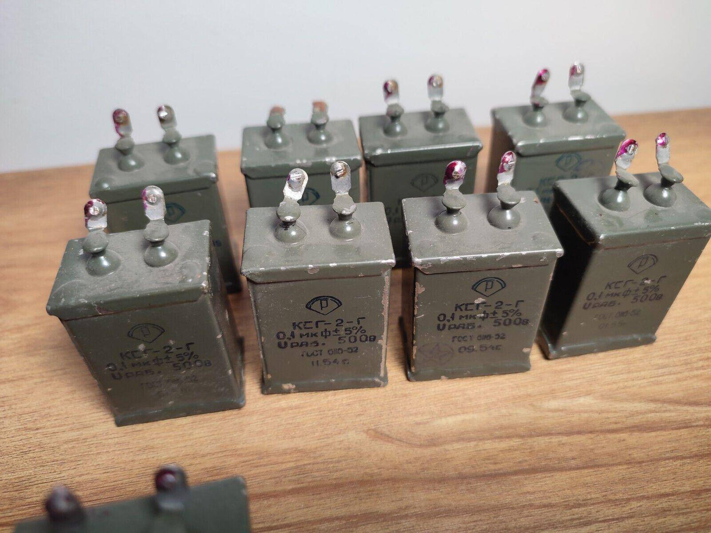 11x 0.1 uF 500 V RUSSIAN SILVER-MICA AUDIO CAPACITOR KSG-2 КСГ-2 USED - Vintage Radio Parts Store