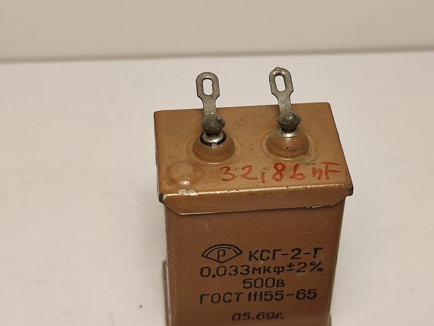 1x 0.033 uF 500 V RUSSIAN SILVER-MICA AUDIO CAPACITOR KSG-2G КСГ-2Г - Vintage Radio Parts Store