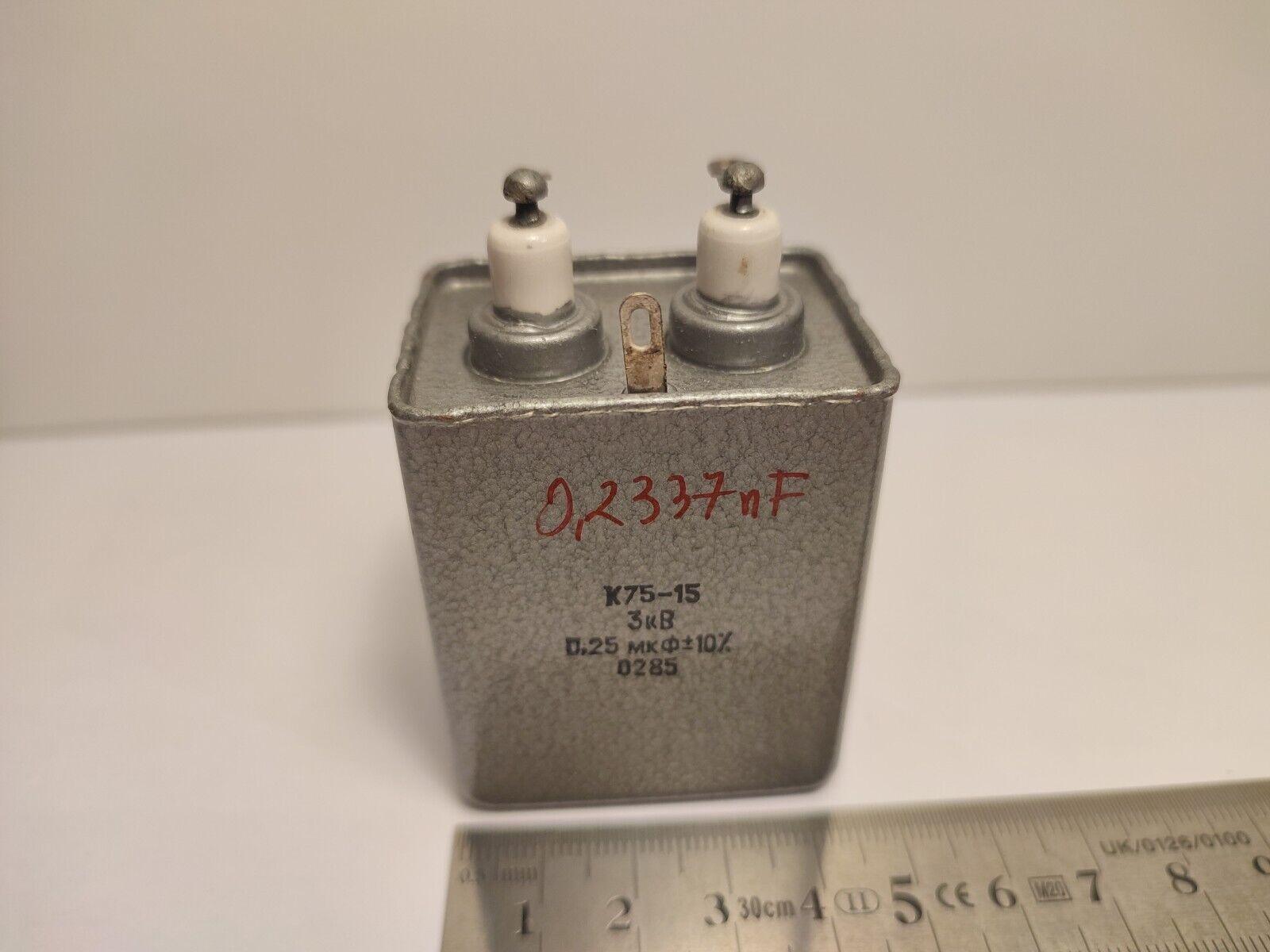 1X Capacitor PKGT-P 0.25uF 3k 3000 V RUSSIAN PAPER IN OIL PIO AUDIO CAPACITOR - Vintage Radio Parts Store