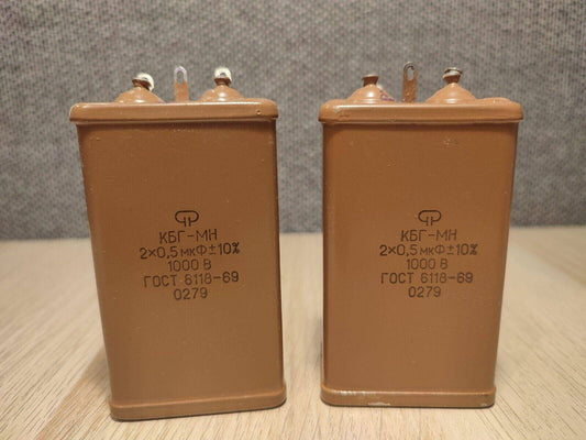 2 pcs 0.5uF 0,5uF x2 1000V PIO paper in Oil Capacitors Audio KBG-MN USSR - Vintage Radio Parts Store