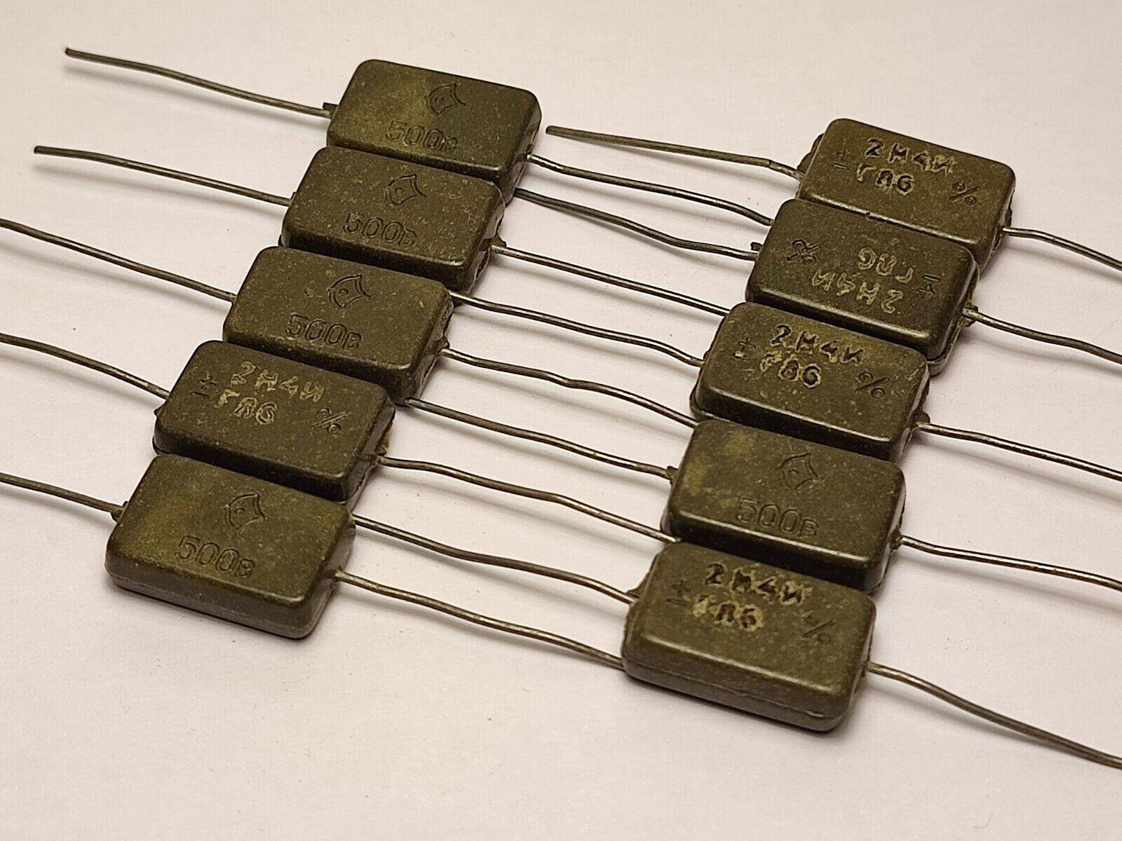 2400 pF 500 V 10 % LOT OF 10 MICA SILVER-PLATED RUSSIAN CAPACITORS KSO-2G - Vintage Radio Parts Store