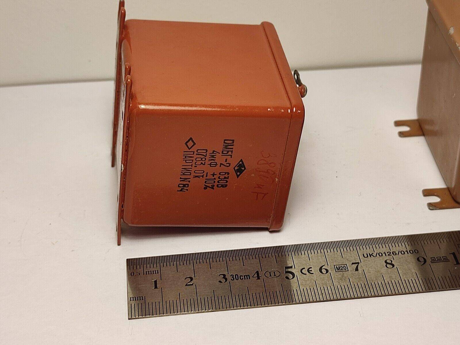 2x 4 uF 630 V RUSSIAN PAPER PIO AUDIO CAPACITOR OMBG-2 ОМБГ-2 - Vintage Radio Parts Store