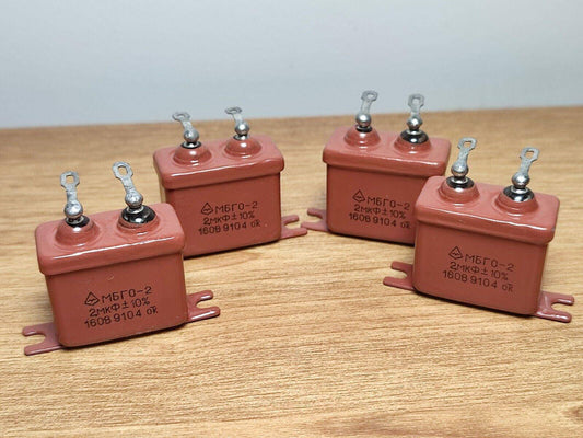 4 pcs 2uF 160V 10% MBGO-2 PIO Paper in Oil Capacitors USSR NOS - Vintage Radio Parts Store