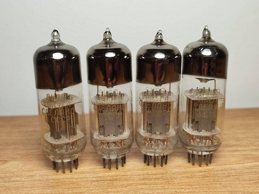 4 pcs LOT 6N6P tubes Gold grid New NOS 70's 1974 ( ecc99 e182cc 5687 7044 7119) - Vintage Radio Parts Store