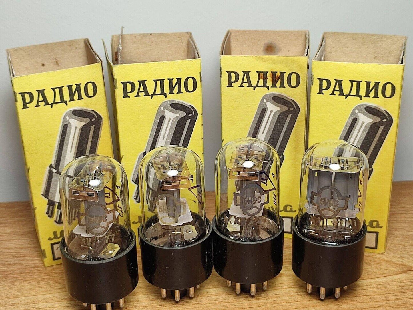 4 x 6n9s 77's Reflector tubes NOS OTK 6sl7 1579 6N9S ecc35 6H9C 6н9с USSR Triode - Vintage Radio Parts Store