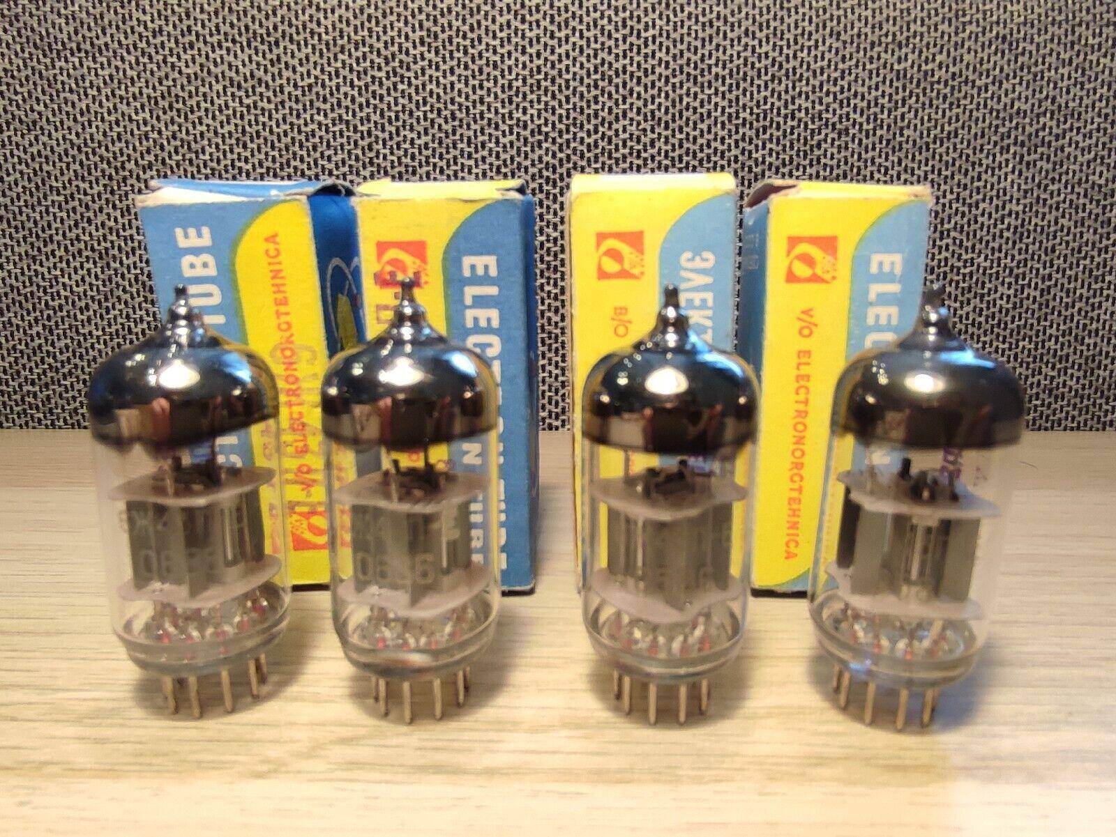 4Pcs 6J43P-E HF pentode tube (with two separate anodes). Gold grid! NOS - Vintage Radio Parts Store