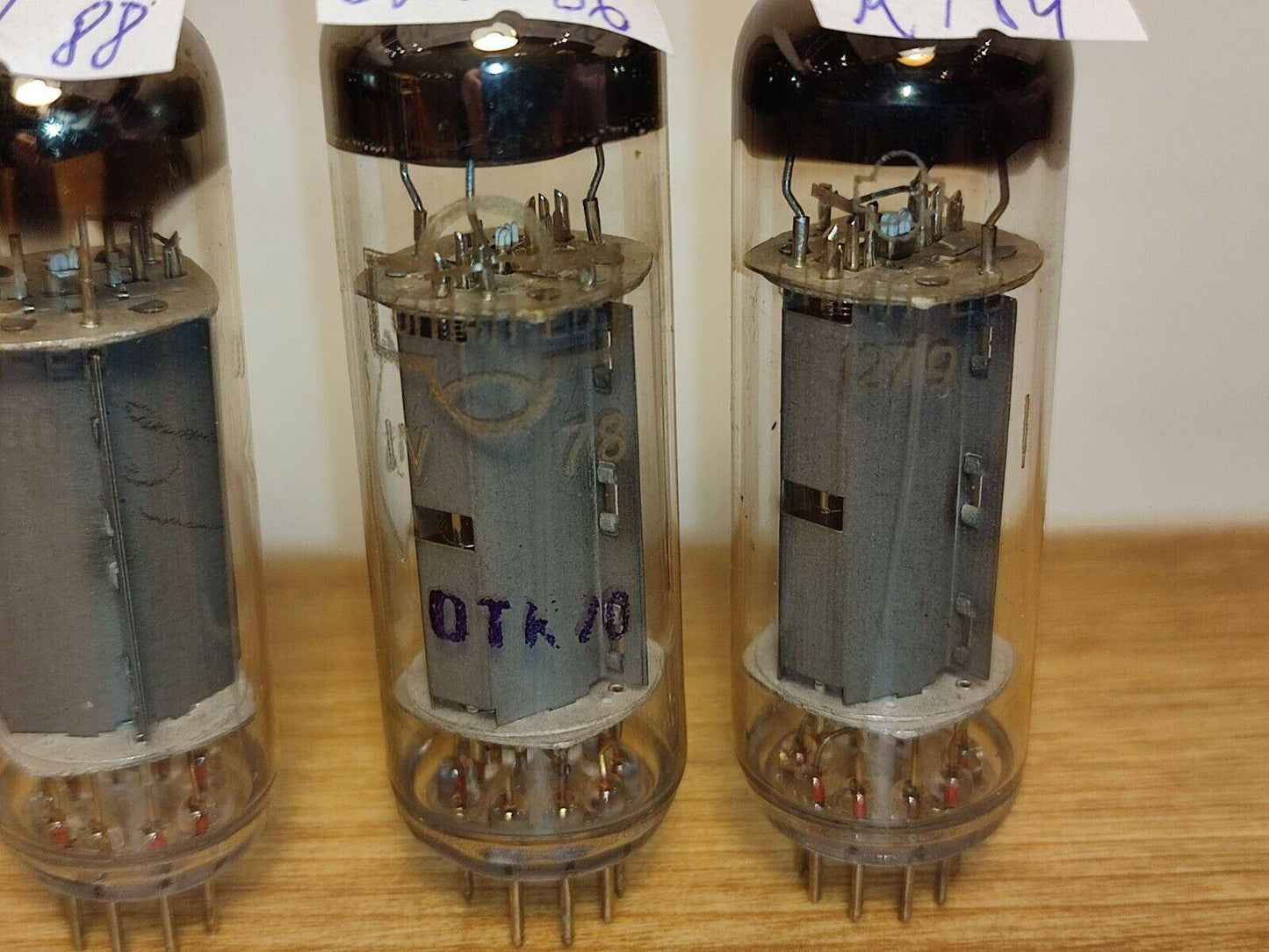 6P14P-EV = EL84 6BQ5 Tubes NNOS Matched Quad Soviet Valves Different dates - Vintage Radio Parts Store