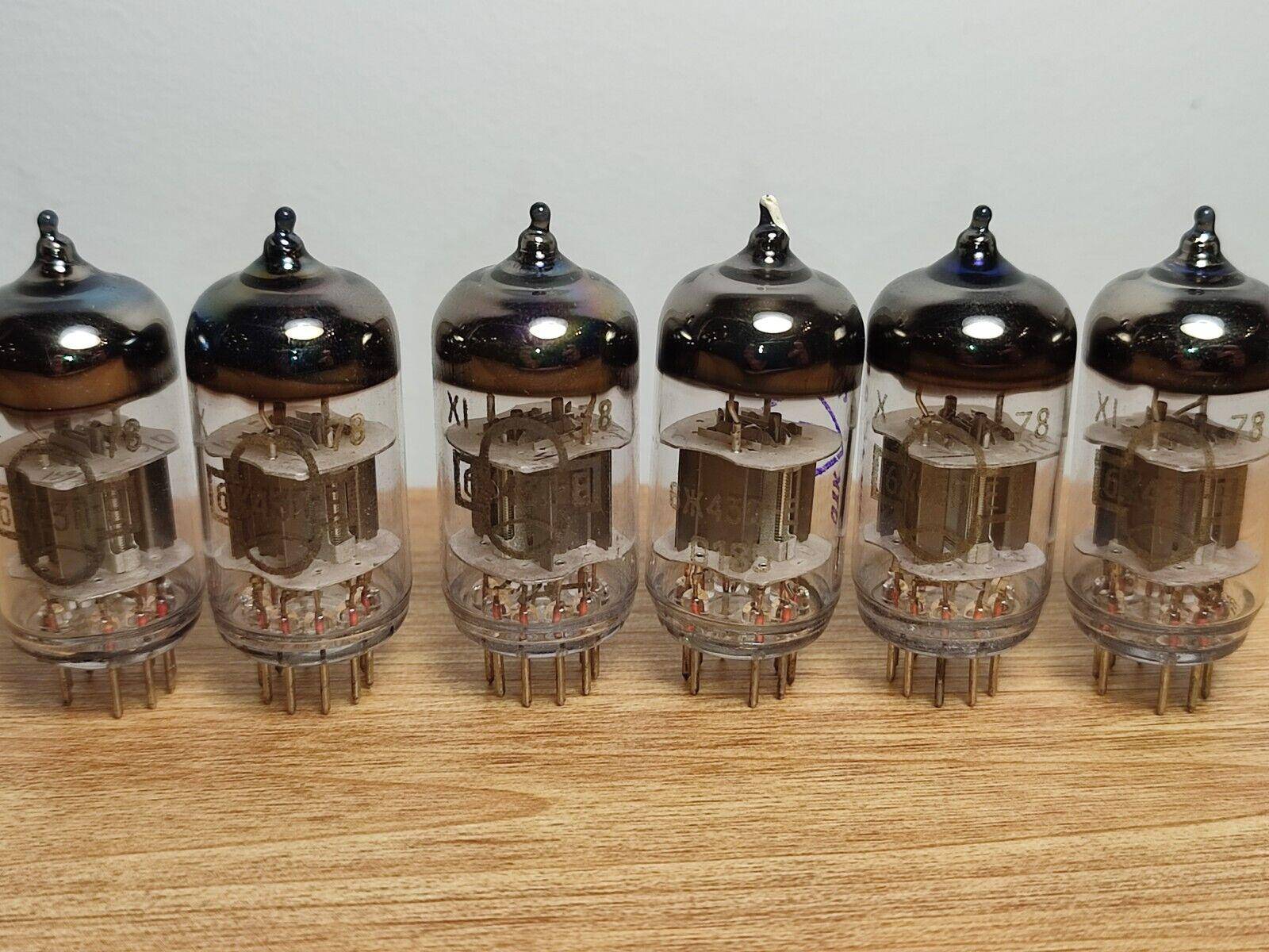 6Pcs 6J43P-E HF pentode tube (with two separate anodes). Gold grid! NOS - Vintage Radio Parts Store