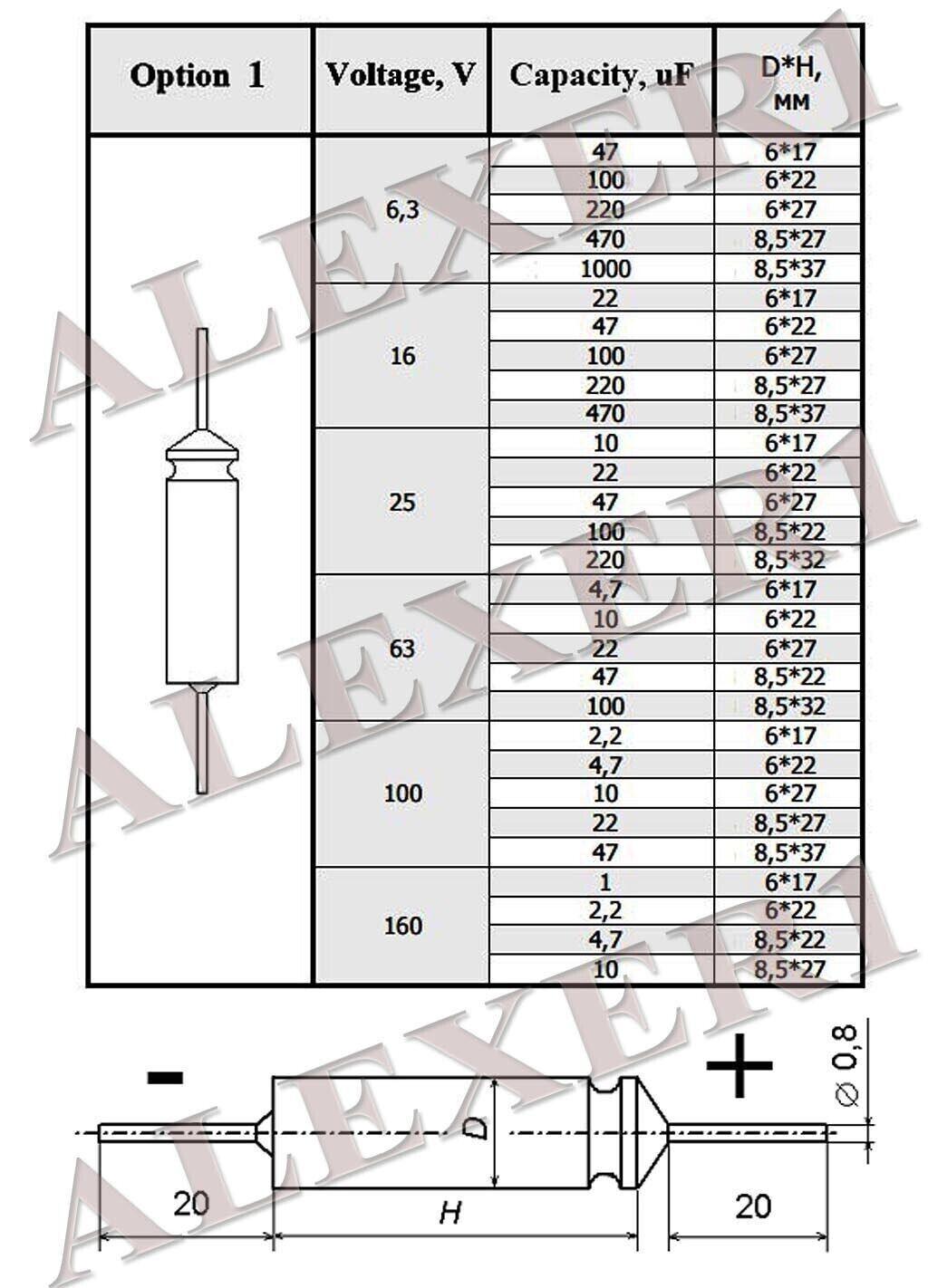 8 pcs 47uF 450V Axial Electrolytic Capacitor K50-27 USSR NOS - Vintage Radio Parts Store