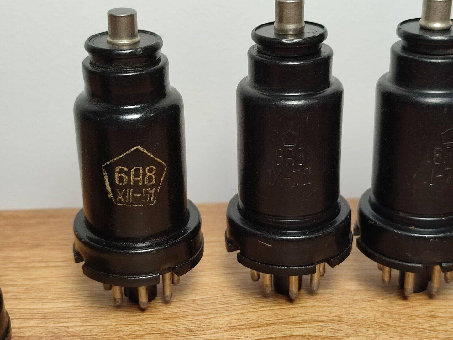 8x 6A8 = 6Q8 Heptode Tube Novosibirsk Soviet USED Tubes Metal - Vintage Radio Parts Store