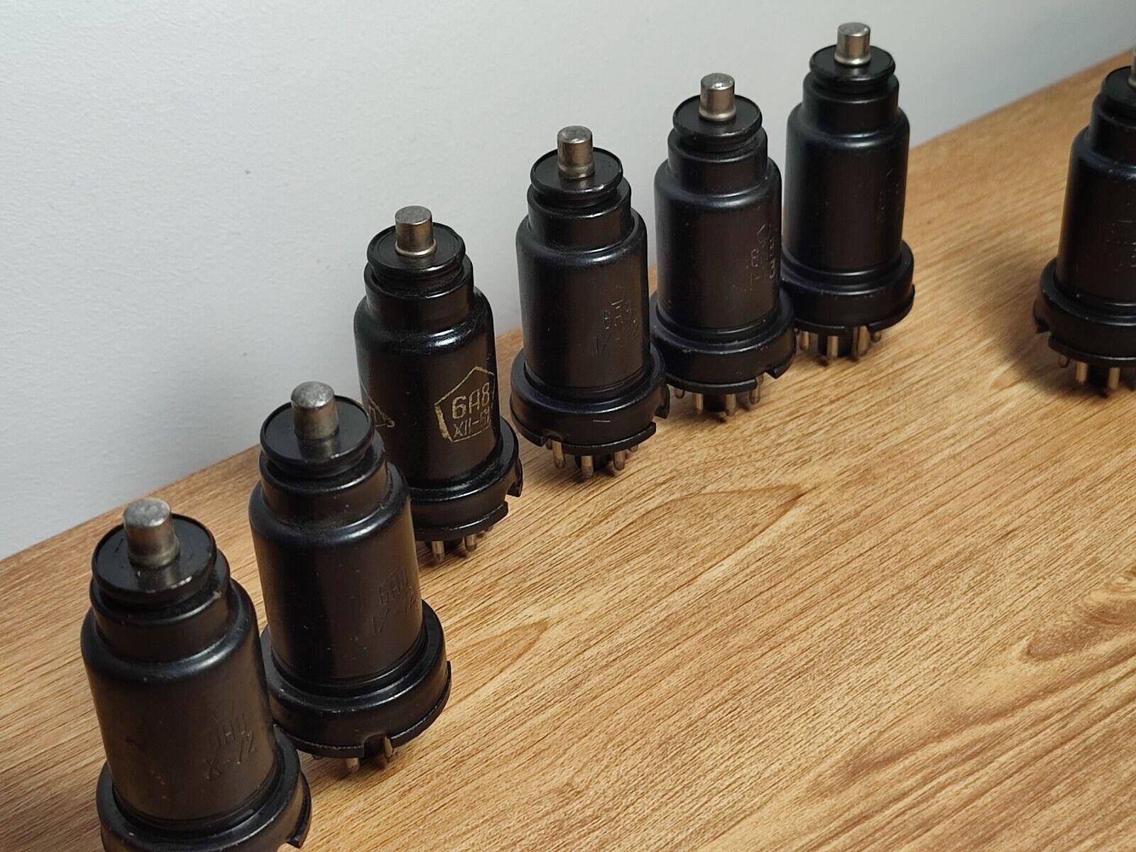 8x 6A8 = 6Q8 Heptode Tube Novosibirsk Soviet USED Tubes Metal - Vintage Radio Parts Store