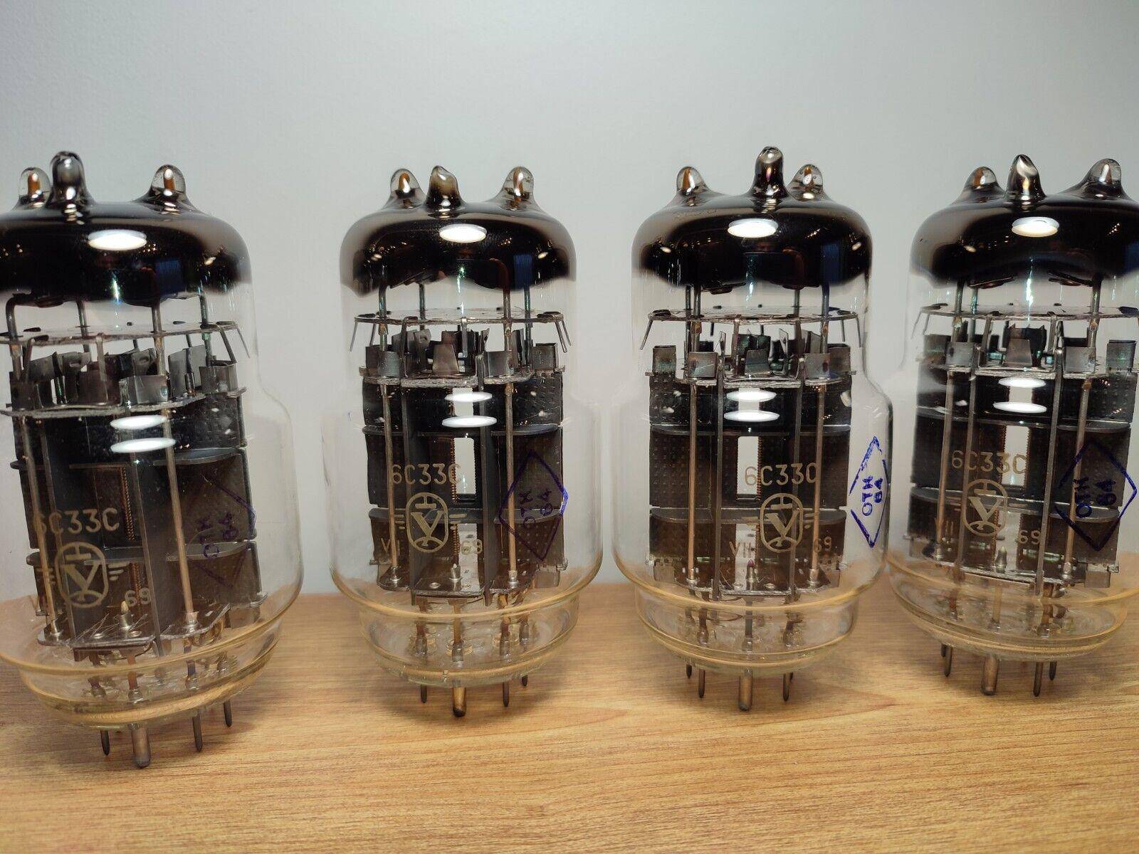 Quad 6S33S 6C33C 1969's Russian Audiophile High Power Triode Tubes OTK NOS - Vintage Radio Parts Store