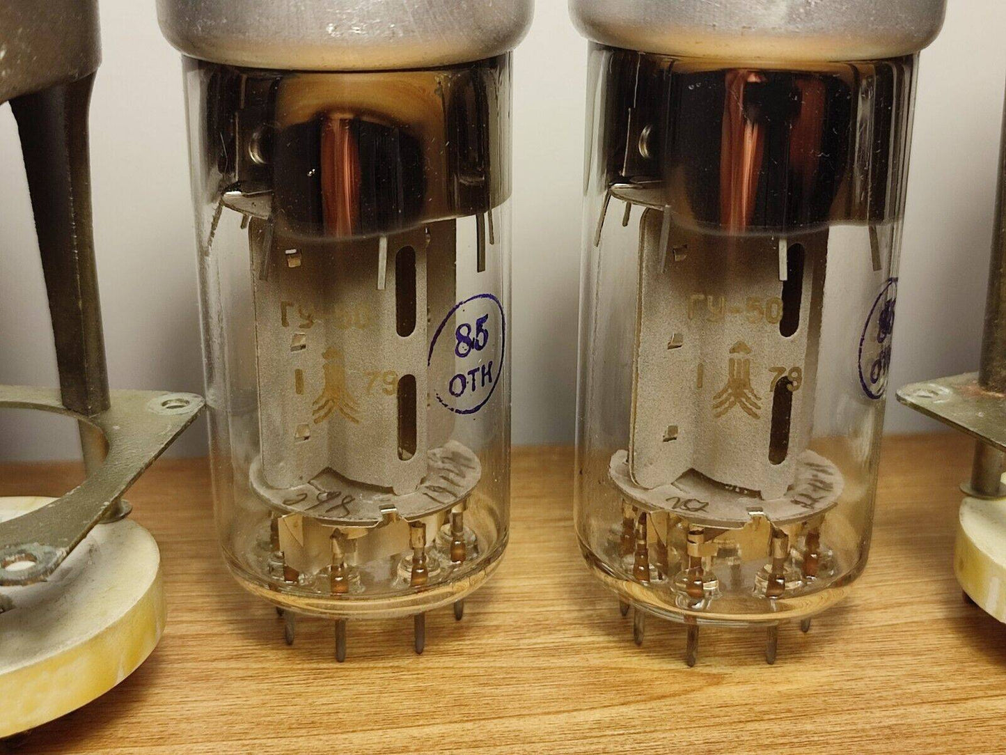 2 x GU50 / LS50 SAME 1979's Audiophile Tubes NOS +2 Original (USED) Sockets RARE - Vintage Radio Parts Store