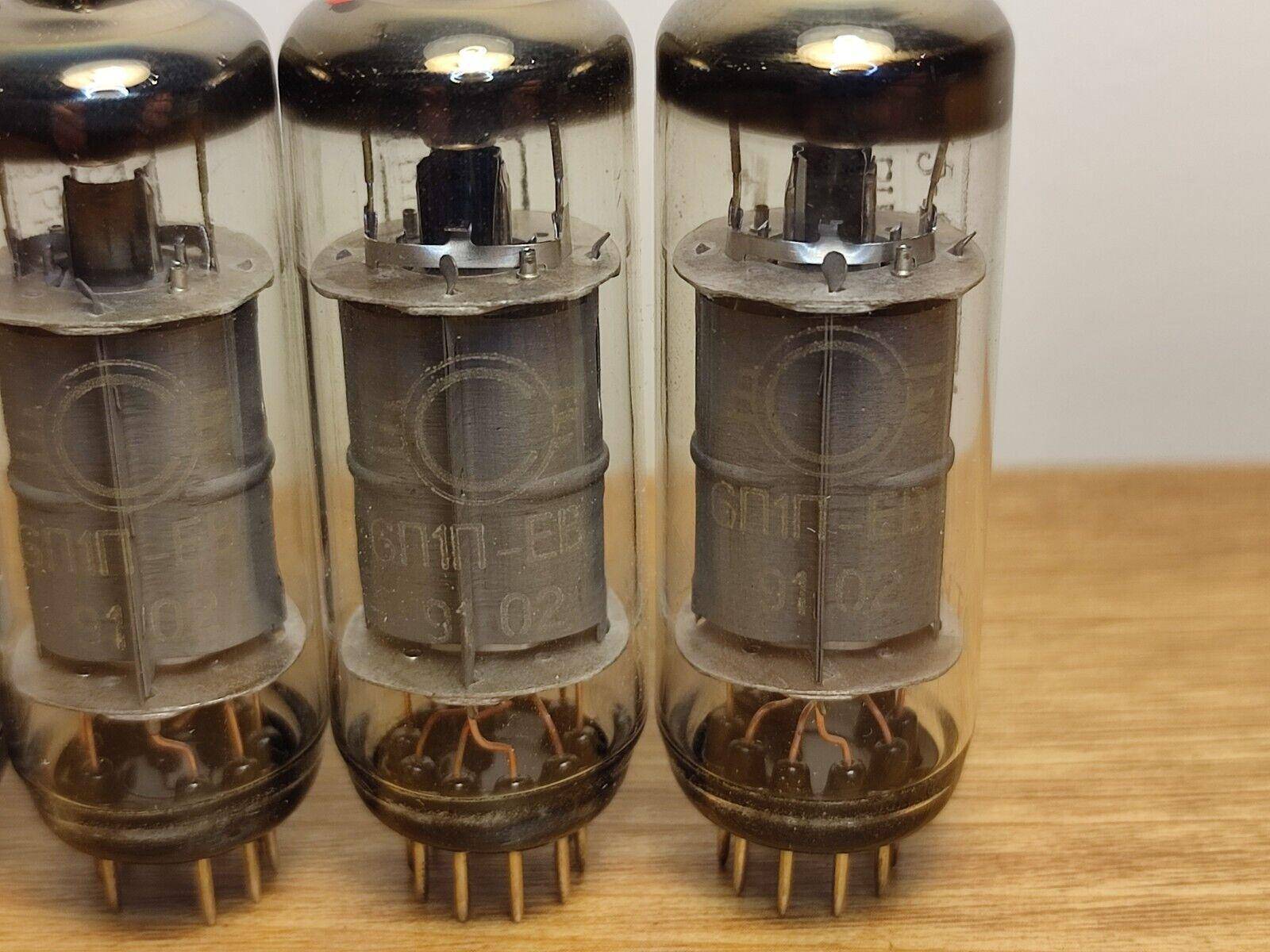 4x 6P1P-EV (6П1П-ЕВ) SVETLANA 6P1 tubes Pentode Same Date RED TIP NOS - Vintage Radio Parts Store