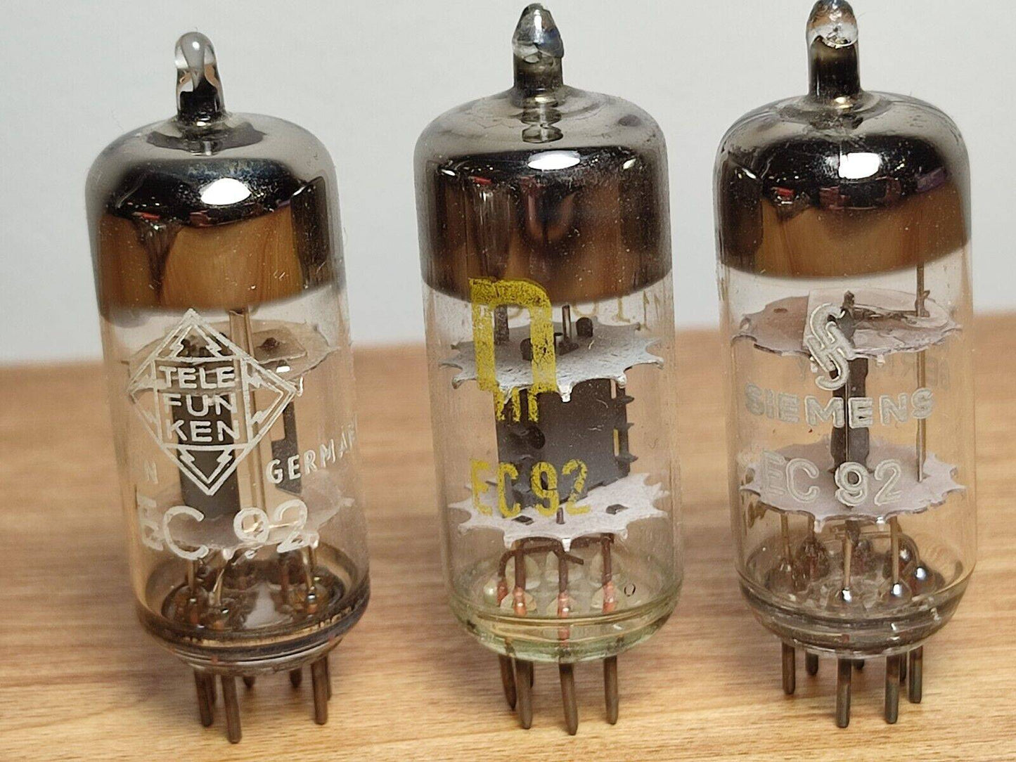 3 x EC92 6AB4 Audio Triode Vacuum Tubes: Telefunken, Siemens , RFT USED - Vintage Radio Parts Store