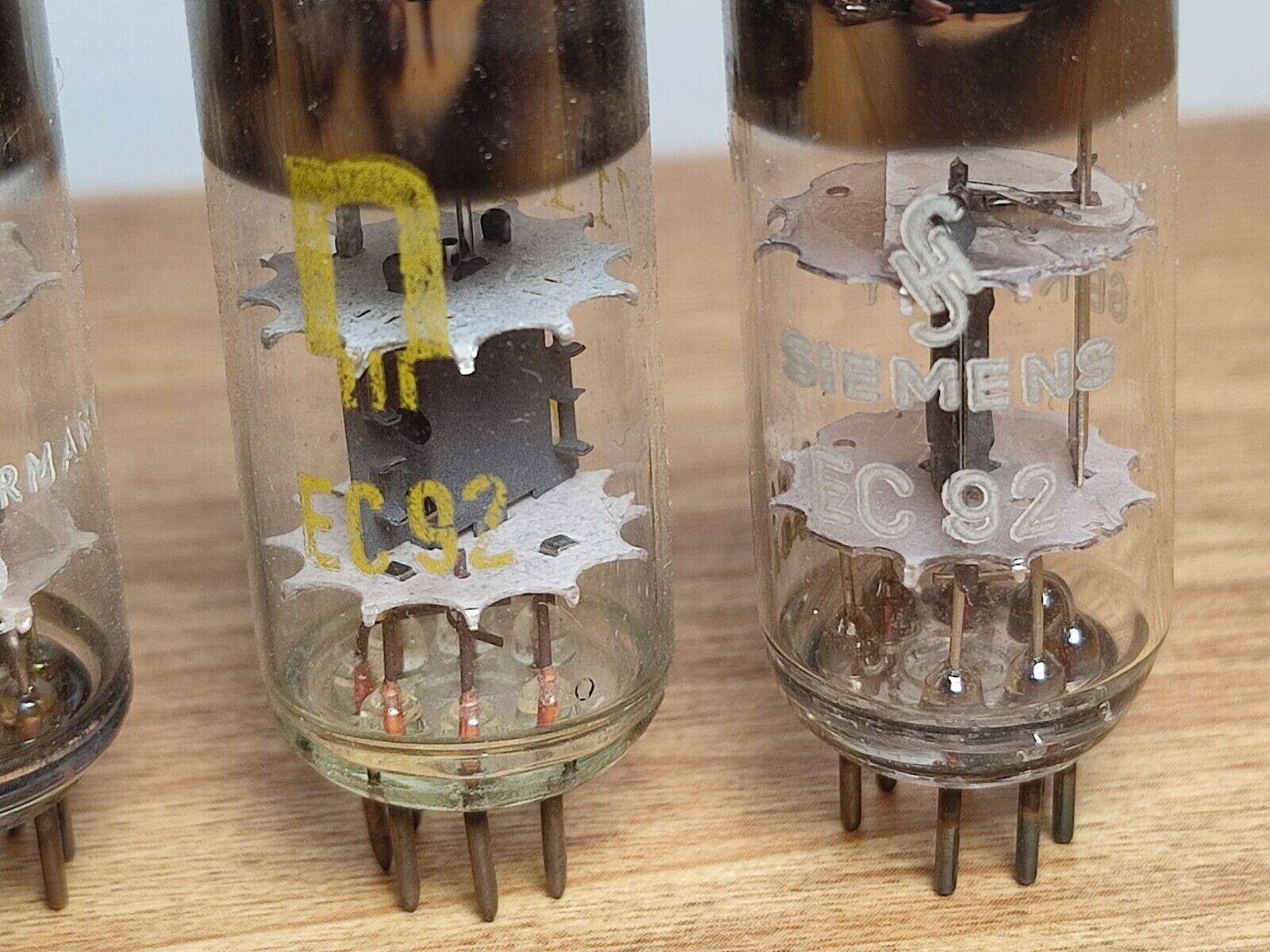 3 x EC92 6AB4 Audio Triode Vacuum Tubes: Telefunken, Siemens , RFT USED - Vintage Radio Parts Store