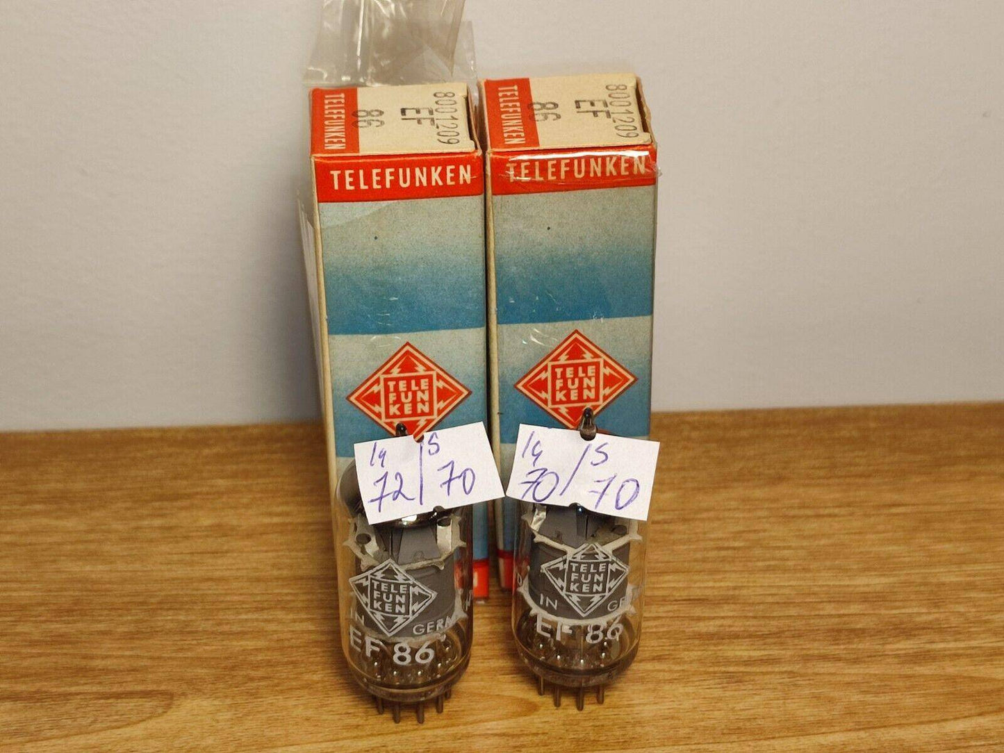 Pair Matched NOS Telefunken EF86 DIAMOND  W.German MICROPHONE Tubes Same Date - Vintage Radio Parts Store