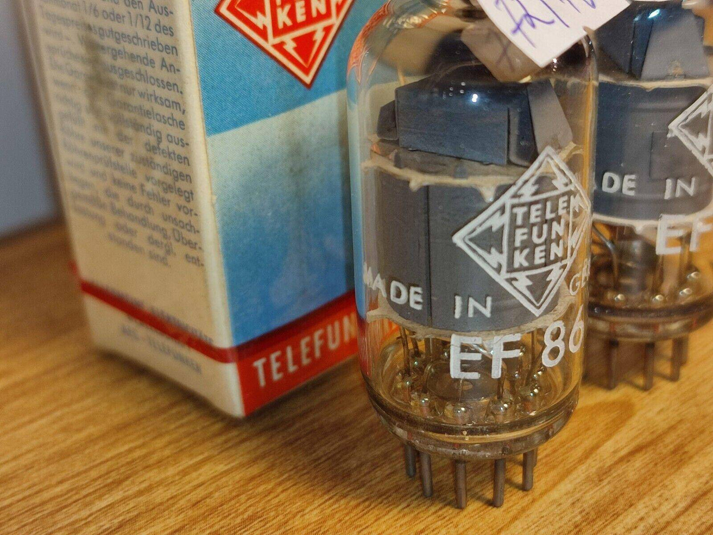 Pair Matched NOS Telefunken EF86 DIAMOND  W.German MICROPHONE Tubes Same Date - Vintage Radio Parts Store