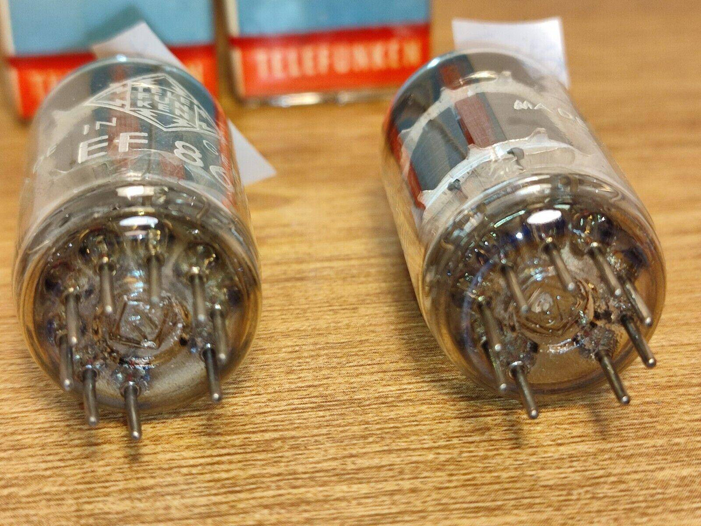 Pair Matched NOS Telefunken EF86 DIAMOND  W.German MICROPHONE Tubes Same Date - Vintage Radio Parts Store