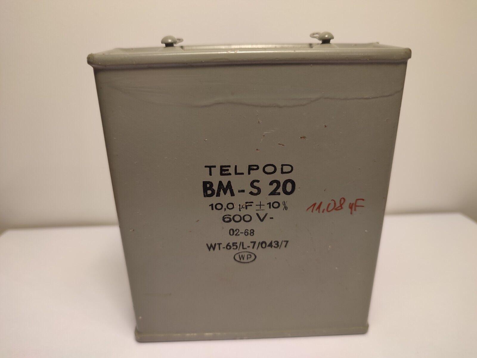 1X Capacitor 10uF 600V TELPOD BM-2 20 oil, hermetic NOS - Vintage Radio Parts Store